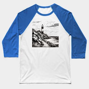 Lighthouse Coastal Beacon Baseball T-Shirt